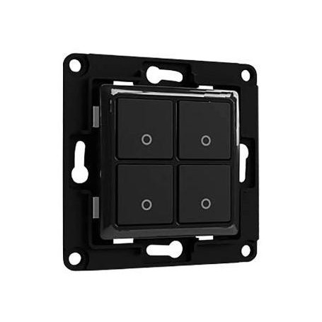 Shelly Wall Switch 4 - Pulsanti filari da parete 4 tasti nero con supp relè