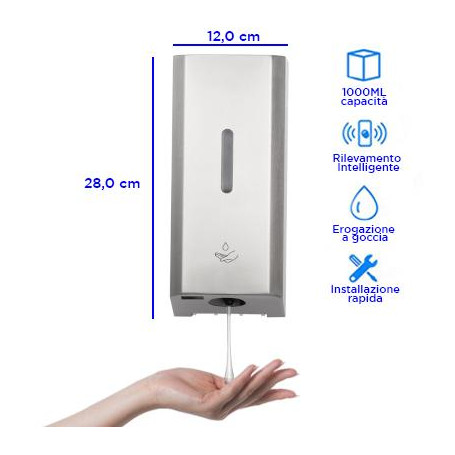 Dispenser automatico a muro, erogazione a goccia - 1 LT