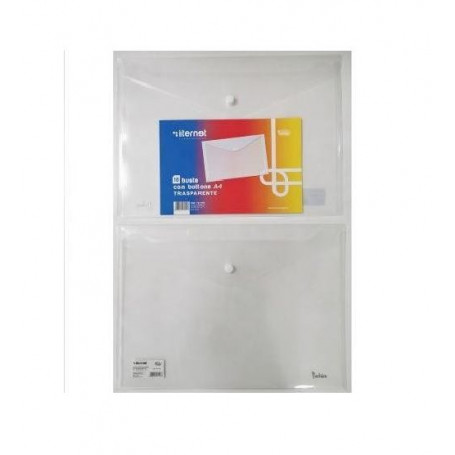 Buste Portadocumenti A4 Con Bottone - 10Pz - Trasparenti (Itr7011Tr)