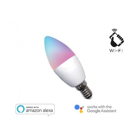 Lampada Led Smart Ee-45We14 Rgb + Bianco Caldo E14 C37 Dimmerabile Wifi - Alexa E Google Home