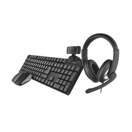 Kit Tastiera + Mouse + Webcam + Cuffie - Qoby 4-In-1 Home Office Set (24041)