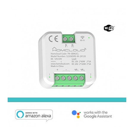 Modulo Pulsante Rele' Wi-Fi 12/24V - 2 Canali Da Incasso (Tn-Sbm2Cl)