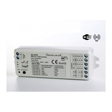 Ricevitore Dim 12/24V Dc, 5Ch*3A, Wi-Fi+Rf2.4G Rgb+Cct (Sk-Wt5)