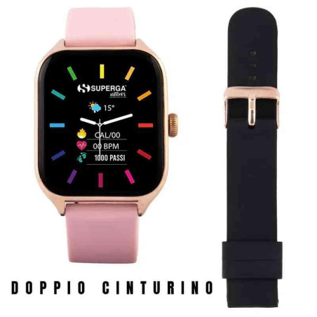 Smartwatch Swt-Stc007 Gold + Cinturino Winner Silicone Nero O Rosa