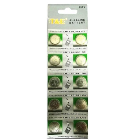 Batterie Bottone Mini 1.55V Ag8 Lr1120 391 G8 Alkaline (10 Pezzi)