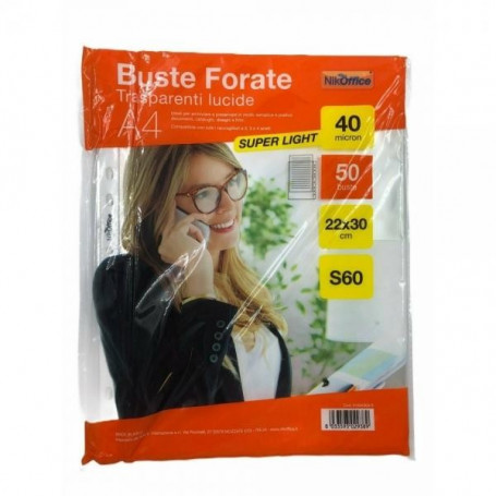 Buste Forate Portalistini A4 22X30 15" - 50 Pezzi (01Nik012)