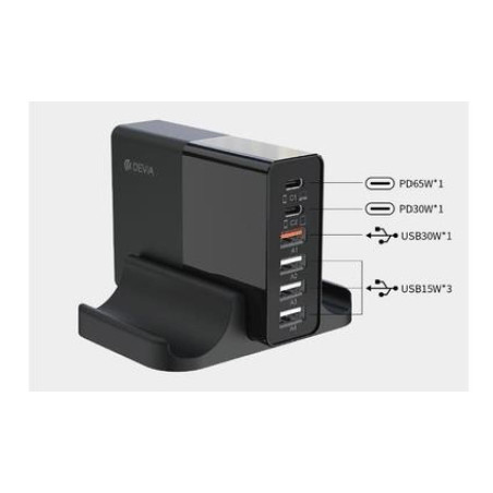 Caricatore Da Tavolo Multiplo 6 Porte Extreme Speed 80W (Dechg6P446B)