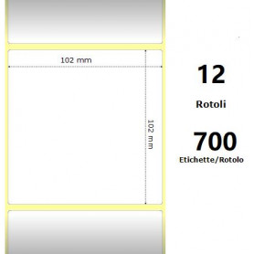 White 102x102mm, 700 Et/Rotolo Z-1000D,4x4x1 Core ,12 Rolls