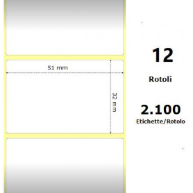 White 51x32mm,2100 Et/Rotolo Z-1000D, 2x1.3x1 Core, 12 Rolls